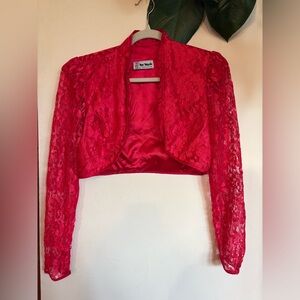 Nu - Mode Cropped Red Lace Bolero